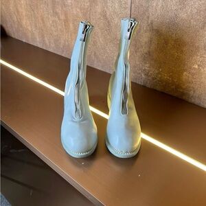 Authentic Guidi Front-Zip Ankle Booties in Pale Blue